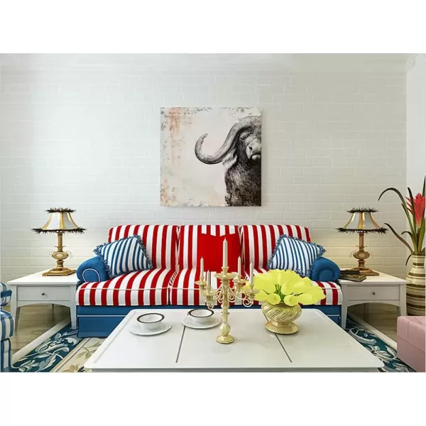 imageYihui Arts Coastal Canvas Wall Art Set Of Two Hand Painted Blue and White Crab Paintings Modern Abstract Animal Nautical Artwork with Gold Foil for Living Room Bedroom Bathroom Nursery DecorAfrican Buffalo