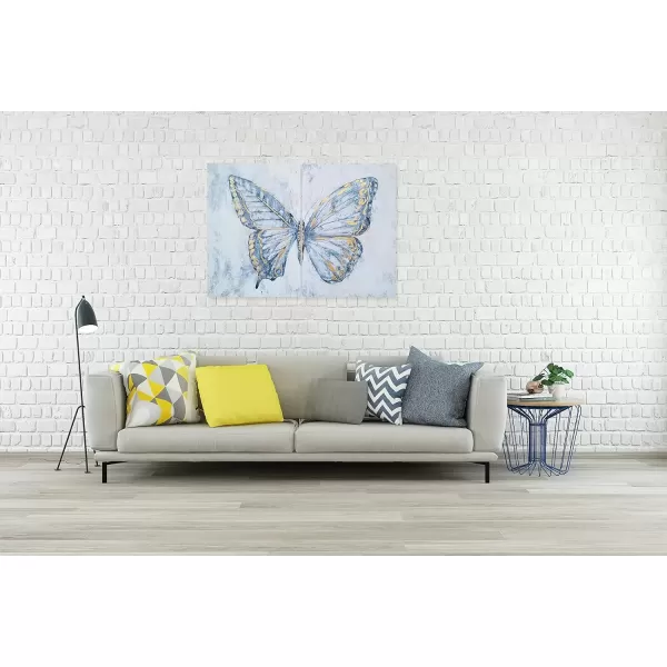 imageYihui Arts Coastal Canvas Wall Art Set Of Two Hand Painted Blue and White Crab Paintings Modern Abstract Animal Nautical Artwork with Gold Foil for Living Room Bedroom Bathroom Nursery DecorButterfly