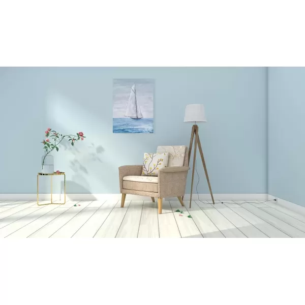 imageYihui Arts Coastal Sailing Boat Canvas Wall Art  Blue and White Nautical Picture for Living Room Bedroom or Bathroom Decor with Vertical Seaside ArtworkBoat