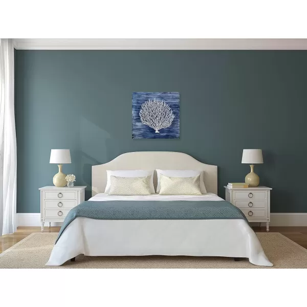 imageYihui Arts Coral Canvas Wall Art Hand Painted Navy Blue and White Paintings Modern Abstract Tree Pictures Contemporary Coastal Artwork for Living Room Bedroom Bathroom DecorationCoral