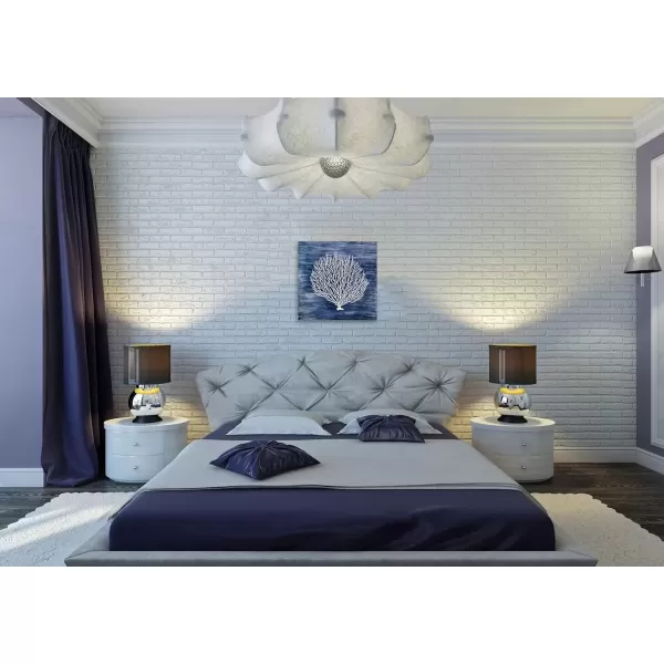 imageYihui Arts Coral Canvas Wall Art Hand Painted Navy Blue and White Paintings Modern Abstract Tree Pictures Contemporary Coastal Artwork for Living Room Bedroom Bathroom DecorationCoral
