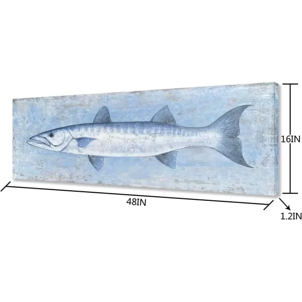 imageYihui Arts Drift Bottle Canvas Wall Art  Rustic Coastal Painting for Farmhouse Living Room DecorBlue Fish