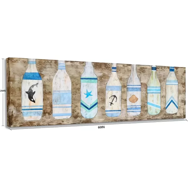 imageYihui Arts Drift Bottle Canvas Wall Art  Rustic Coastal Painting for Farmhouse Living Room DecorDrift Bottle