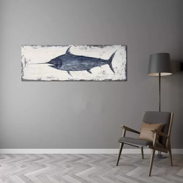 imageYihui Arts Drift Bottle Canvas Wall Art  Rustic Coastal Painting for Farmhouse Living Room DecorSword Fish