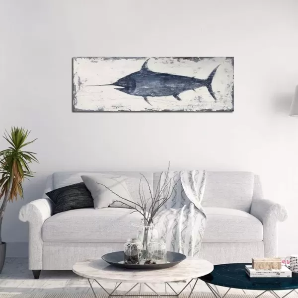 imageYihui Arts Drift Bottle Canvas Wall Art  Rustic Coastal Painting for Farmhouse Living Room DecorSword Fish