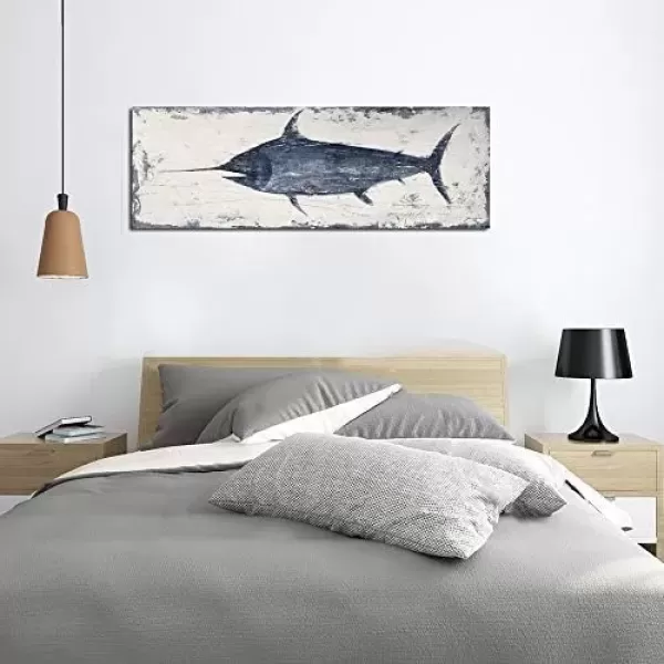 imageYihui Arts Drift Bottle Canvas Wall Art  Rustic Coastal Painting for Farmhouse Living Room DecorSword Fish
