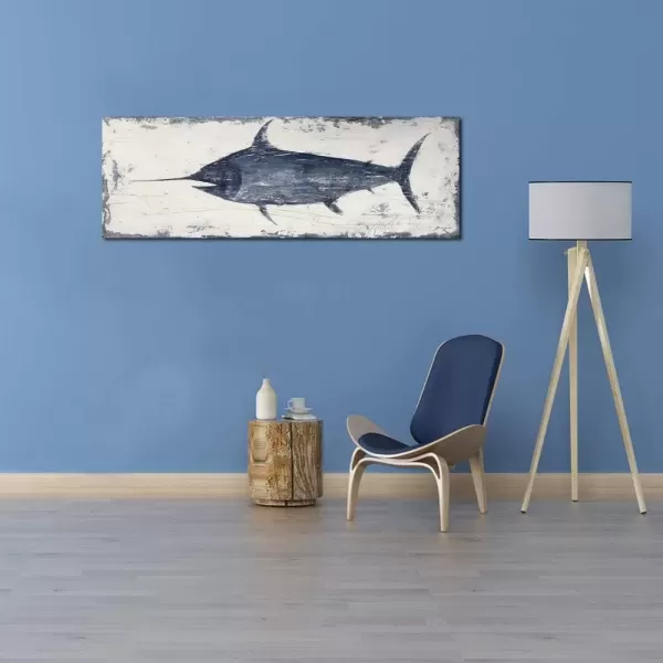 imageYihui Arts Drift Bottle Canvas Wall Art  Rustic Coastal Painting for Farmhouse Living Room DecorSword Fish