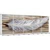 imageYihui Arts Peacock Metal Wall Art Teal and Silver Aluminum Artwork Modern Sculpture for Living Room Bedroom Bathroom DecorFeather