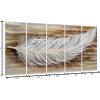 imageYihui Arts Peacock Metal Wall Art Teal and Silver Aluminum Artwork Modern Sculpture for Living Room Bedroom Bathroom DecorFeather