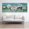 imageYihui Arts Peacock Metal Wall Art Teal and Silver Aluminum Artwork Modern Sculpture for Living Room Bedroom Bathroom DecorLotus