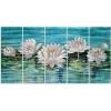 imageYihui Arts Peacock Metal Wall Art Teal and Silver Aluminum Artwork Modern Sculpture for Living Room Bedroom Bathroom DecorLotus