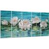 imageYihui Arts Peacock Metal Wall Art Teal and Silver Aluminum Artwork Modern Sculpture for Living Room Bedroom Bathroom DecorLotus