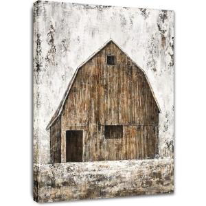 imageYihui Arts Farmhouse Rustic Wall Decor Canvas Wall Art Painting Pictures for Dinning RoomBrown Barn