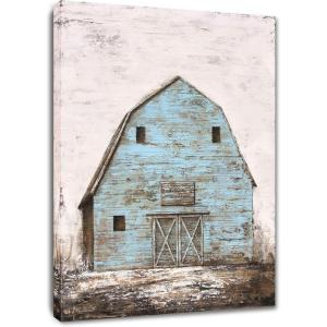 imageYihui Arts Farmhouse Rustic Wall Decor Canvas Wall Art Painting Pictures for Dinning RoomTeal Barn