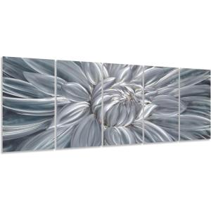 imageYihui Arts Peacock Metal Wall Art Teal and Silver Aluminum Artwork Modern Sculpture for Living Room Bedroom Bathroom DecorFlower