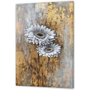 imageYihui Arts Wild Sunflower Wall Art Framed Painting Pictures With Gold Foil For Farmhouse Living Room DecorationWild Sunflower