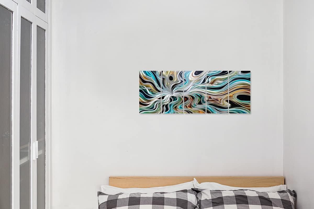 imageYihui Arts Abstract Metal Wall Arts Hand Crafted Aluminum Artwork Large Modern Wall Accent for Living Room Bedroom Kitchen DecorColorful Abstract