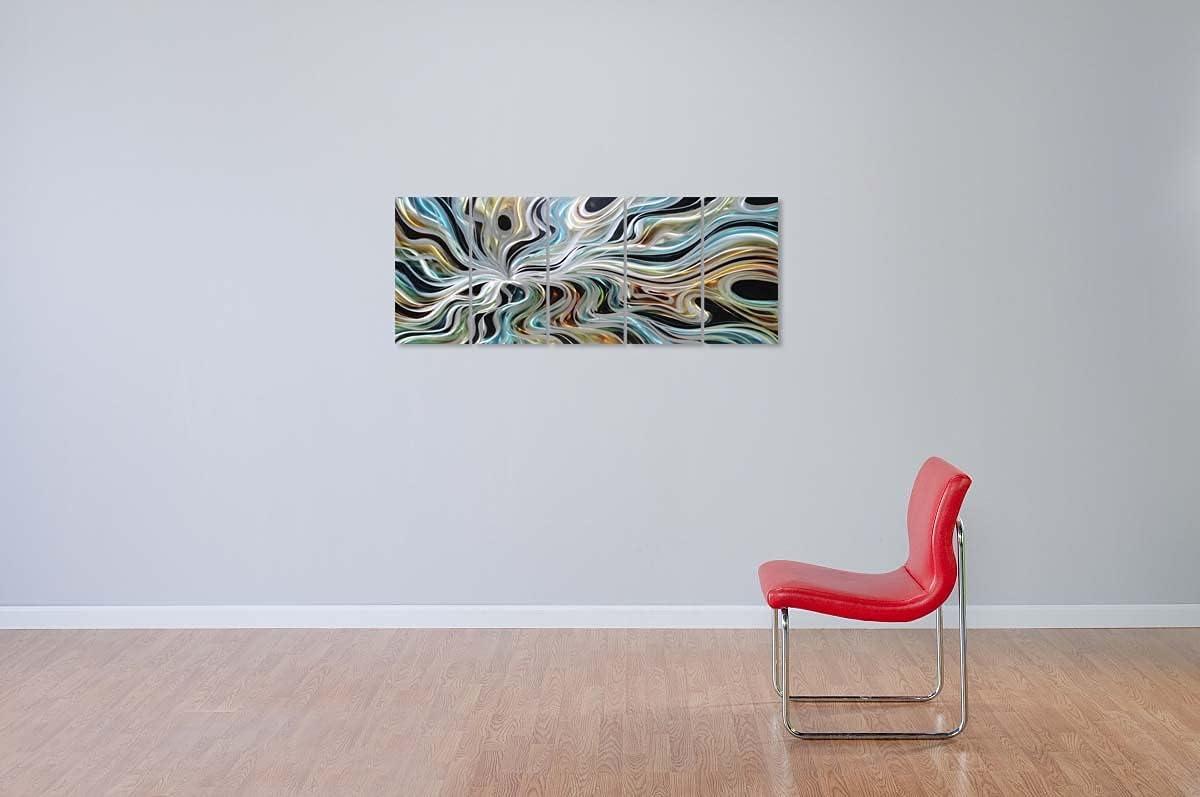 imageYihui Arts Abstract Metal Wall Arts Hand Crafted Aluminum Artwork Large Modern Wall Accent for Living Room Bedroom Kitchen DecorColorful Abstract