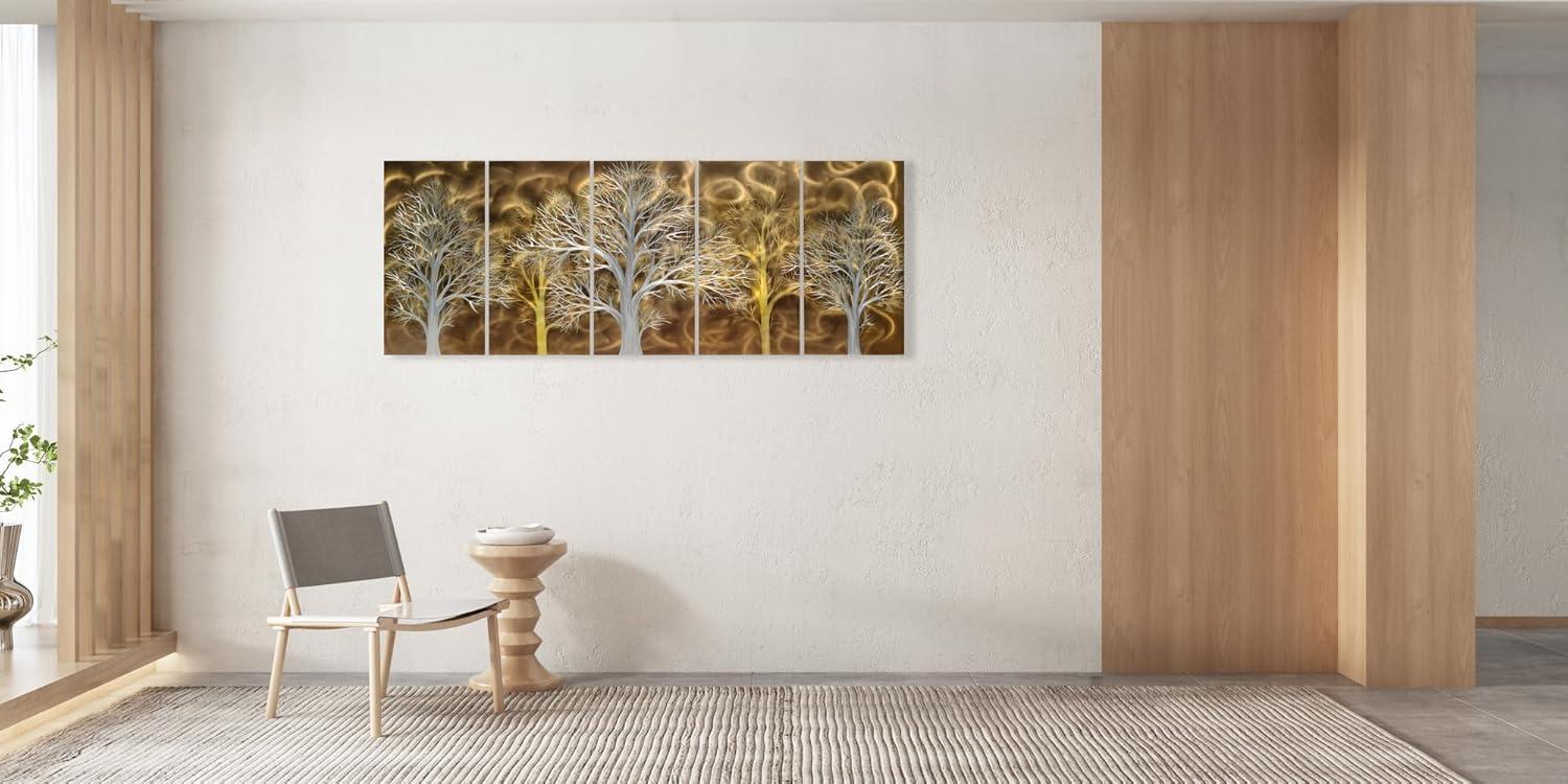 imageYihui Arts Large HandCrafted 3D Aluminum Metal Wall Art  Abstract Sun Artwork with Soft Color for Living Room Bedroom Over Bed DecorYMX492