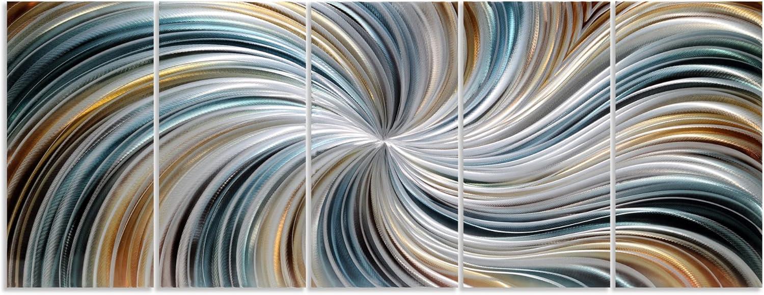 imageYihui Arts Large HandCrafted 3D Aluminum Metal Wall Art  Abstract Sun Artwork with Soft Color for Living Room Bedroom Over Bed DecorYMX496