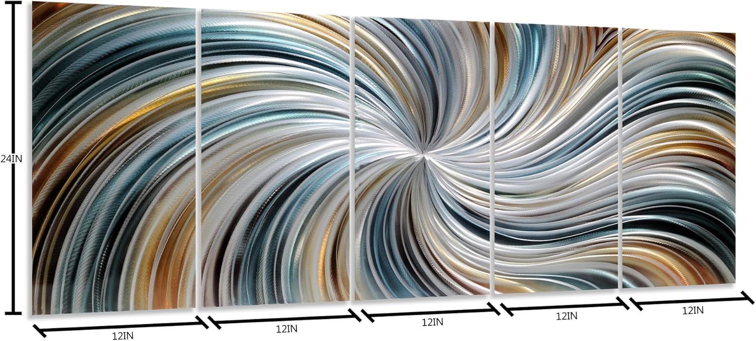 imageYihui Arts Large HandCrafted 3D Aluminum Metal Wall Art  Abstract Sun Artwork with Soft Color for Living Room Bedroom Over Bed DecorYMX496
