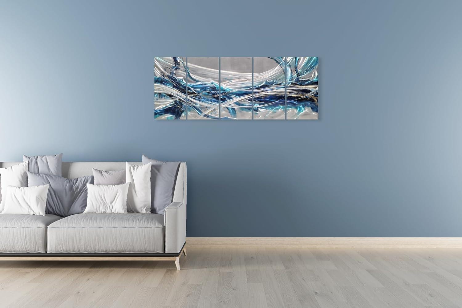 imageYihui Arts Large HandCrafted 3D Aluminum Metal Wall Art  Abstract Sun Artwork with Soft Color for Living Room Bedroom Over Bed DecorYMX497