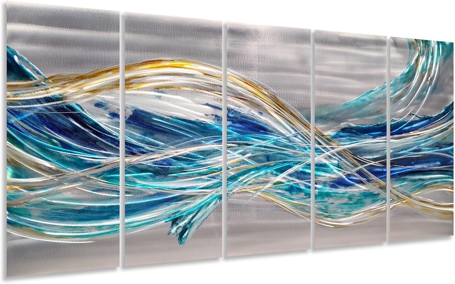 imageYihui Arts Large HandCrafted 3D Aluminum Metal Wall Art  Abstract Sun Artwork with Soft Color for Living Room Bedroom Over Bed DecorYMX498