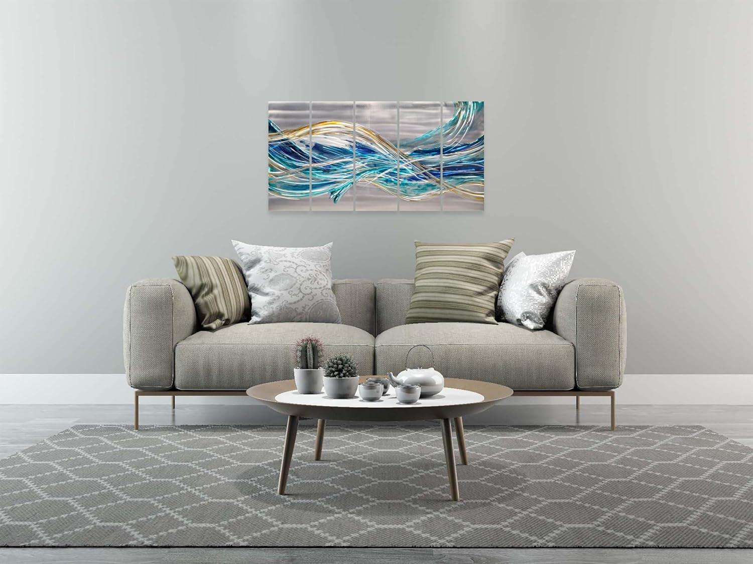 imageYihui Arts Large HandCrafted 3D Aluminum Metal Wall Art  Abstract Sun Artwork with Soft Color for Living Room Bedroom Over Bed DecorYMX498