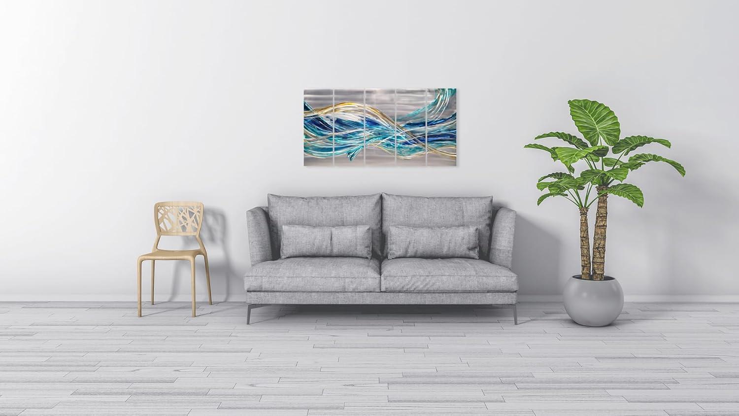 imageYihui Arts Large HandCrafted 3D Aluminum Metal Wall Art  Abstract Sun Artwork with Soft Color for Living Room Bedroom Over Bed DecorYMX498