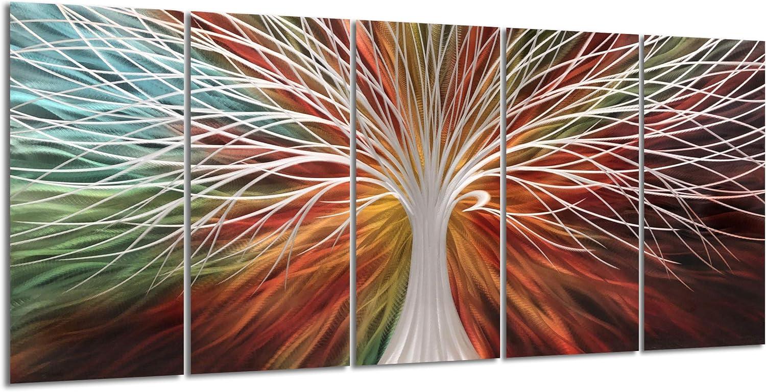 imageYihui Arts Tree Metal Wall Art For Living Room Black Grey Silver Color Pictuers For DecorA Red