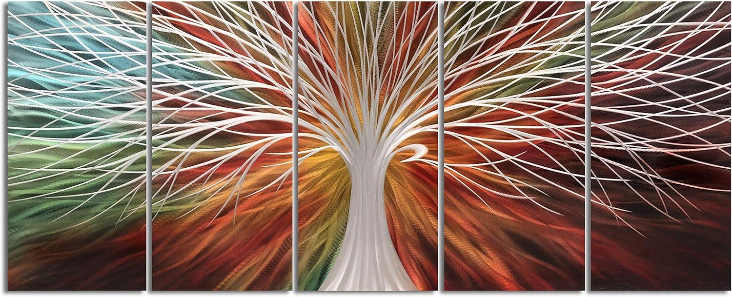 imageYihui Arts Tree Metal Wall Art For Living Room Black Grey Silver Color Pictuers For DecorA Red