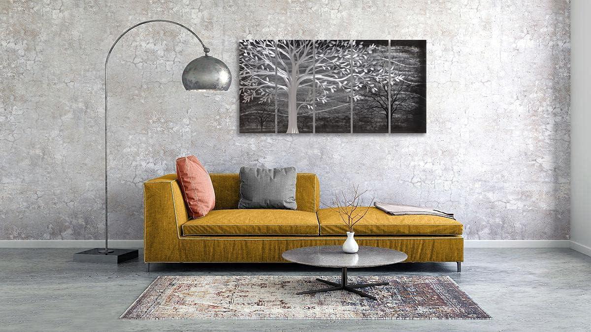 imageYihui Arts Tree Metal Wall Art For Living Room Black Grey Silver Color Pictuers For DecorBlack Tree