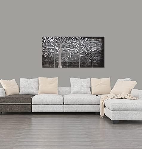 imageYihui Arts Tree Metal Wall Art For Living Room Black Grey Silver Color Pictuers For DecorBlack Tree