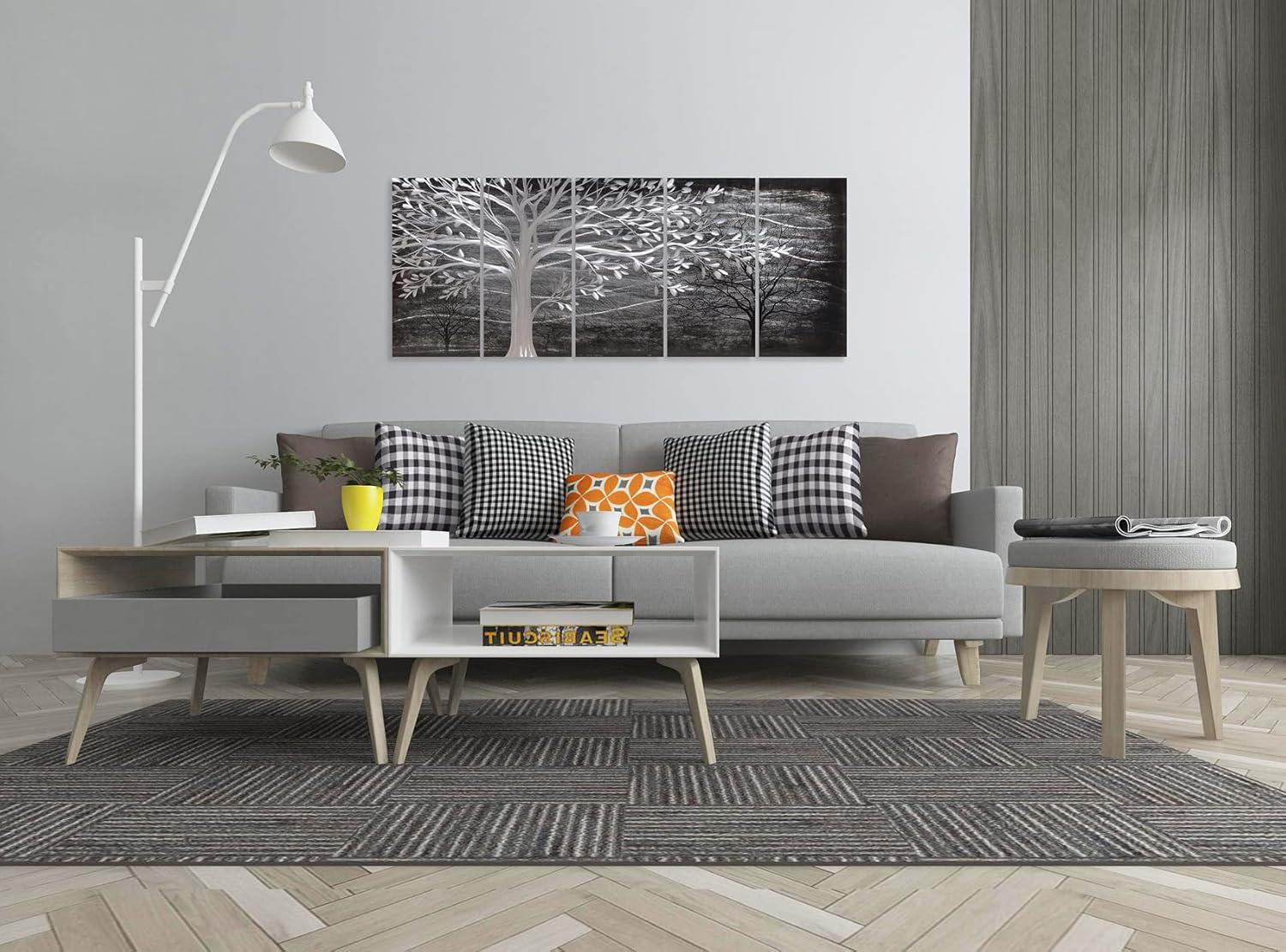 imageYihui Arts Tree Metal Wall Art For Living Room Black Grey Silver Color Pictuers For DecorBlack Tree
