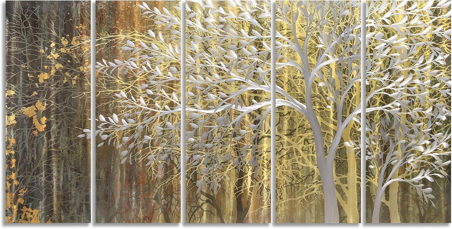 imageYihui Arts Tree Metal Wall Art For Living Room Black Grey Silver Color Pictuers For DecorGold Tree