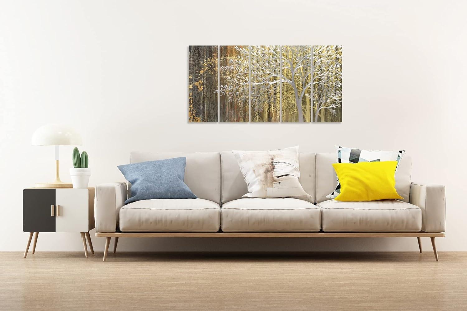 imageYihui Arts Tree Metal Wall Art For Living Room Black Grey Silver Color Pictuers For DecorGold Tree