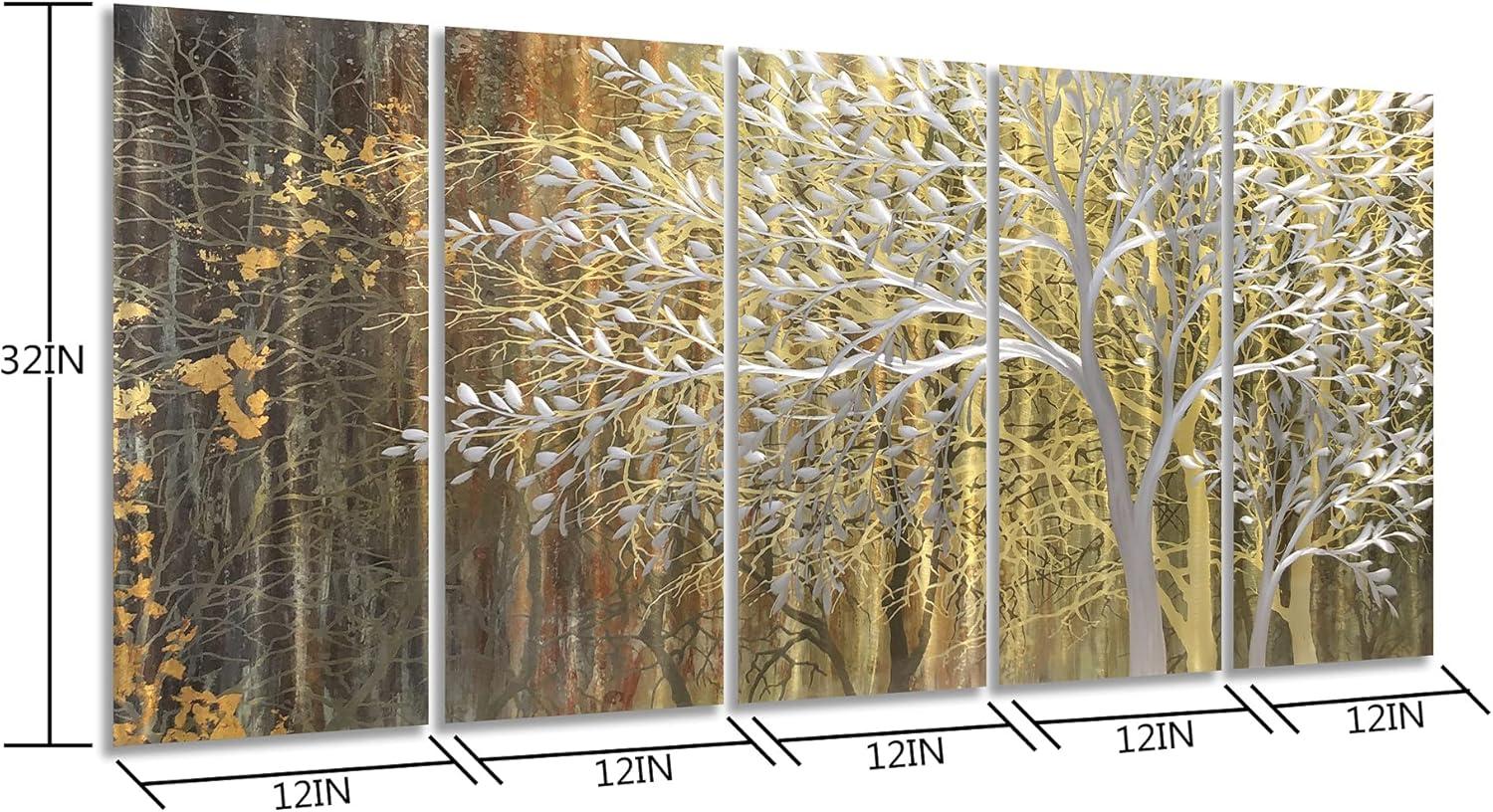 imageYihui Arts Tree Metal Wall Art For Living Room Black Grey Silver Color Pictuers For DecorGold Tree