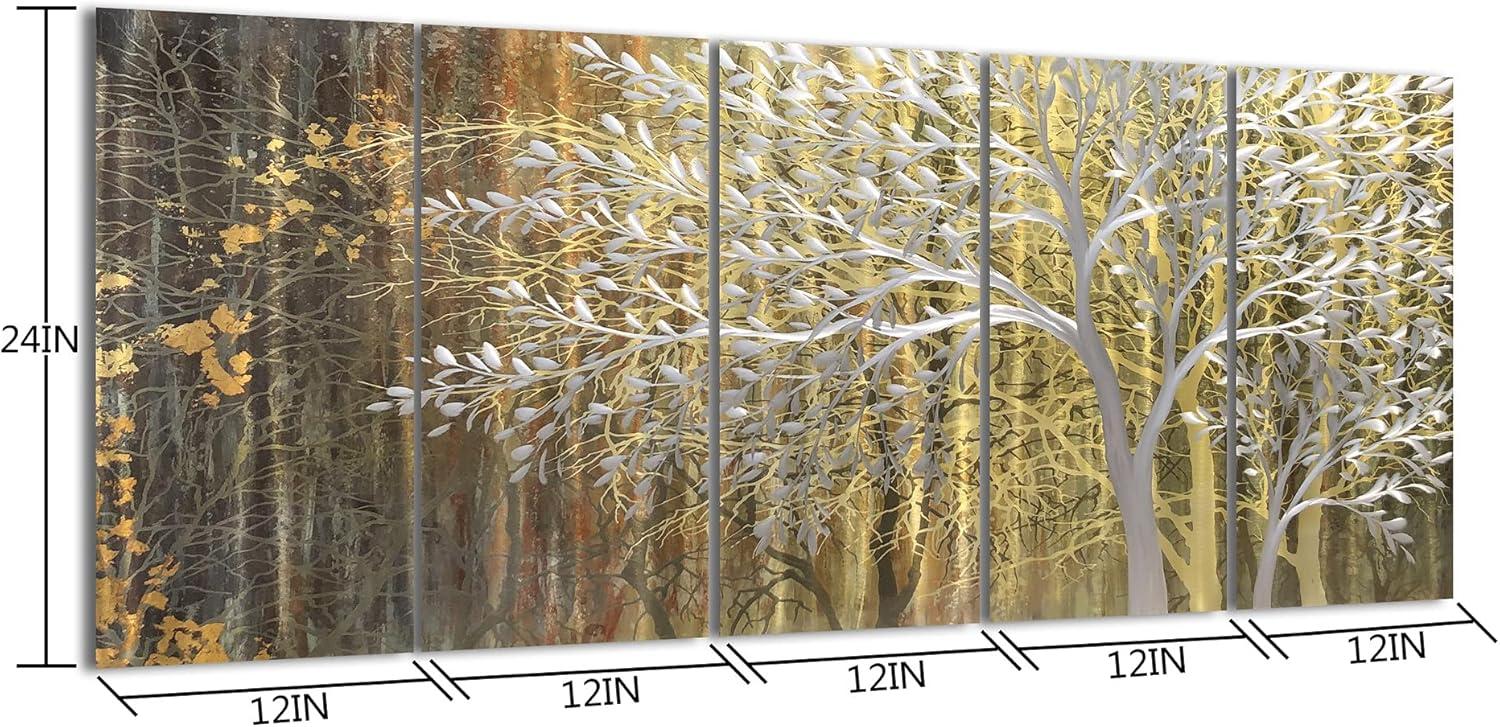 imageYihui Arts Tree Metal Wall Art For Living Room Black Grey Silver Color Pictuers For DecorGold Tree