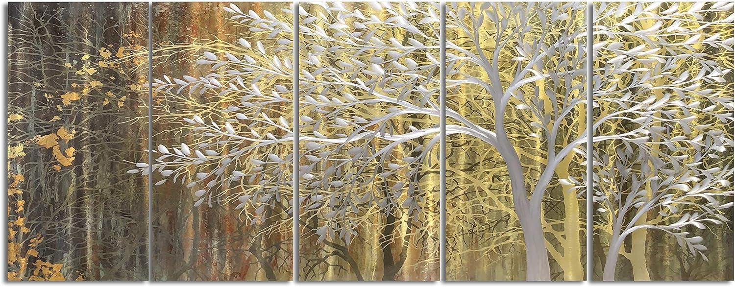 imageYihui Arts Tree Metal Wall Art For Living Room Black Grey Silver Color Pictuers For DecorGold Tree