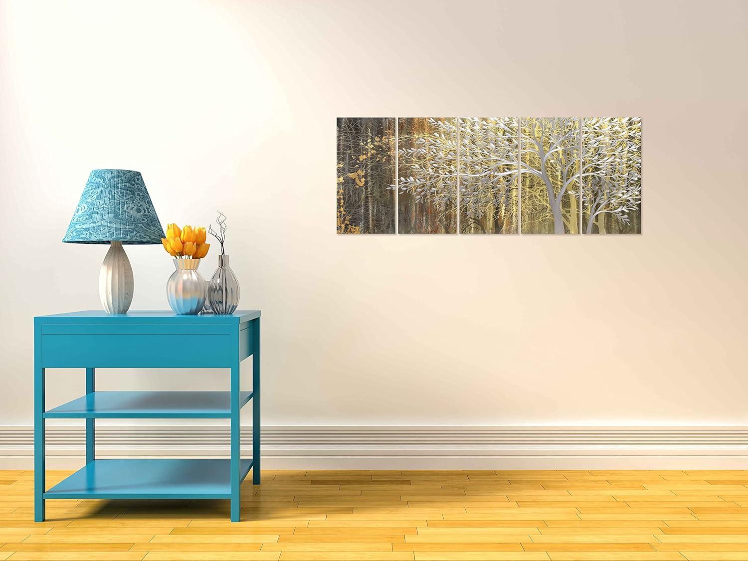 imageYihui Arts Tree Metal Wall Art For Living Room Black Grey Silver Color Pictuers For DecorGold Tree