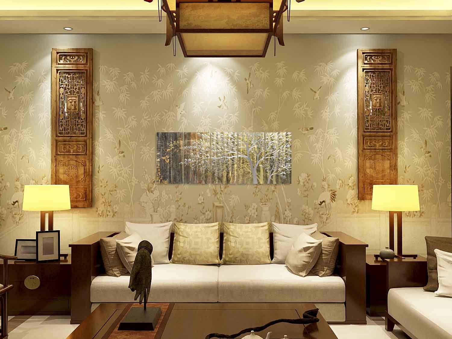 imageYihui Arts Tree Metal Wall Art For Living Room Black Grey Silver Color Pictuers For DecorGold Tree