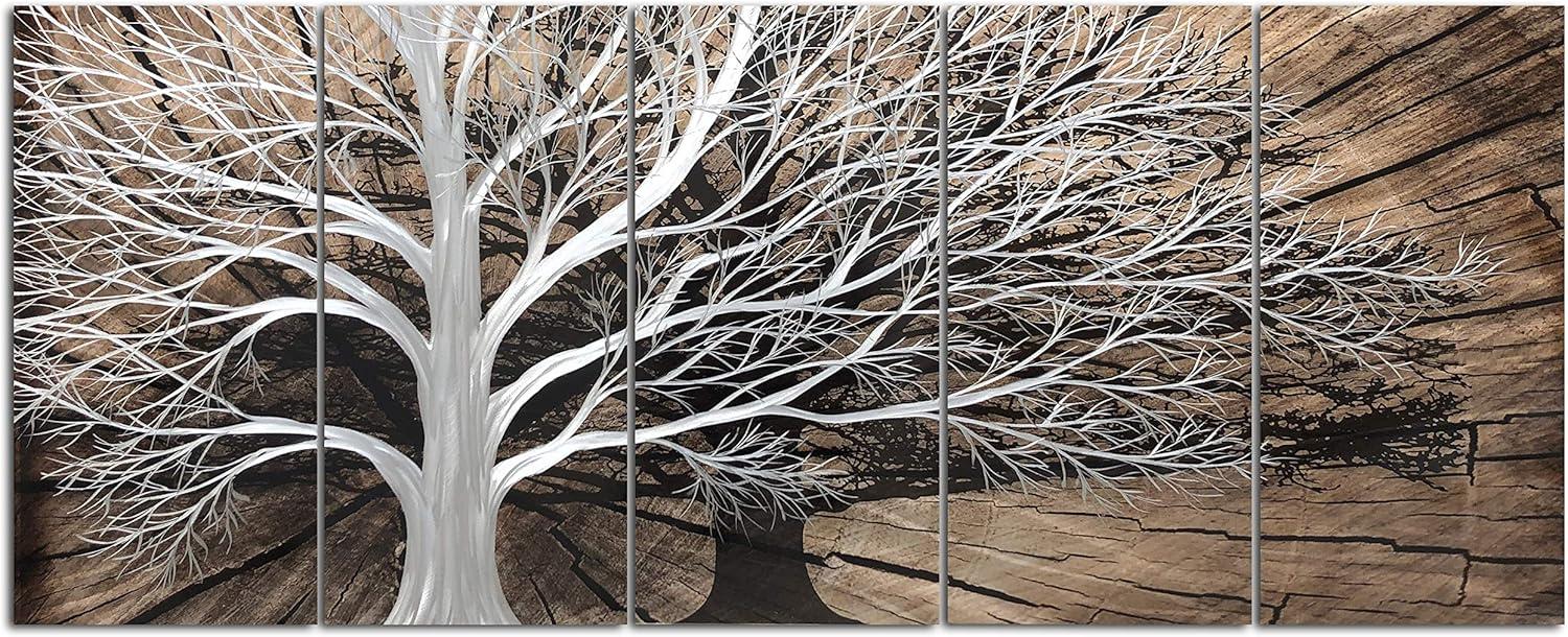 imageYihui Arts Tree Metal Wall Art For Living Room Black Grey Silver Color Pictuers For DecorSilver