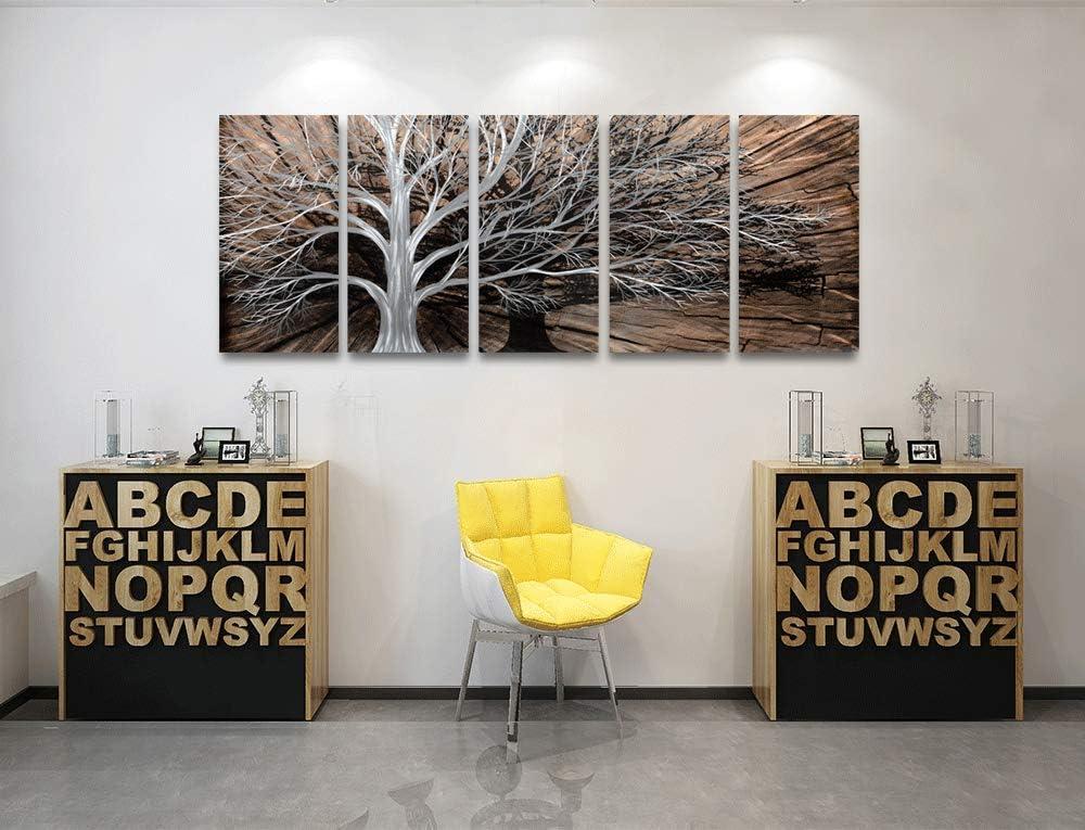 imageYihui Arts Tree Metal Wall Art For Living Room Black Grey Silver Color Pictuers For DecorSilver