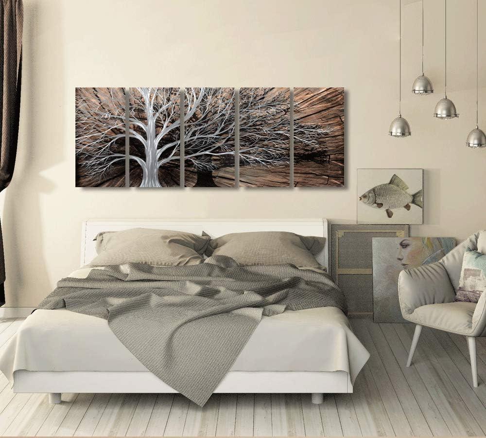 imageYihui Arts Tree Metal Wall Art For Living Room Black Grey Silver Color Pictuers For DecorSilver