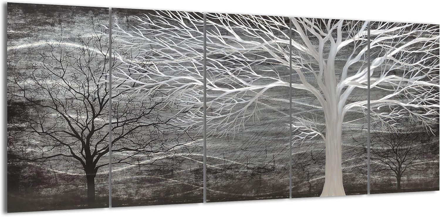 imageYihui Arts Tree Metal Wall Art For Living Room Black Grey Silver Color Pictuers For DecorTree