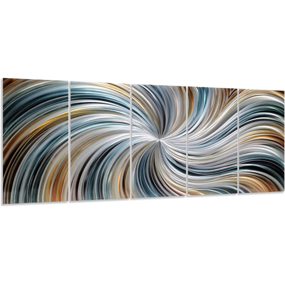 imageYihui Arts Large HandCrafted 3D Aluminum Metal Wall Art  Abstract Sun Artwork with Soft Color for Living Room Bedroom Over Bed DecorYMX496