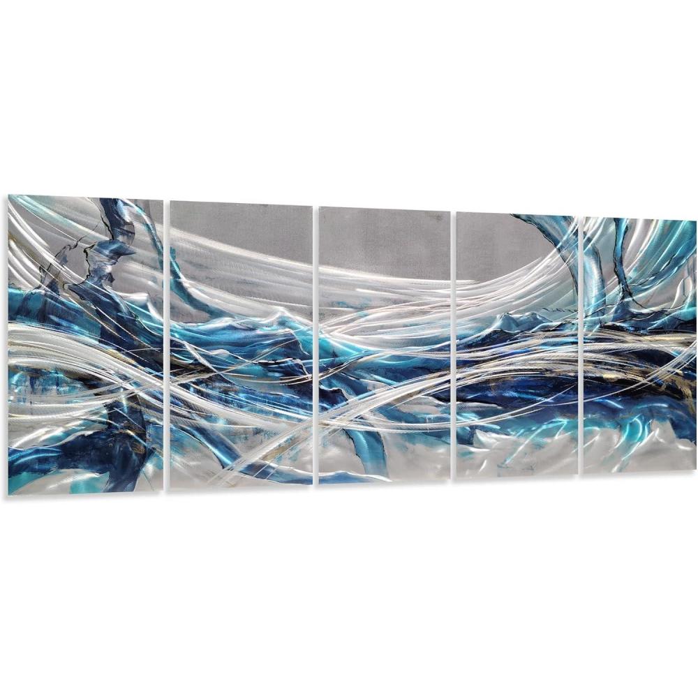 imageYihui Arts Large HandCrafted 3D Aluminum Metal Wall Art  Abstract Sun Artwork with Soft Color for Living Room Bedroom Over Bed DecorYMX497