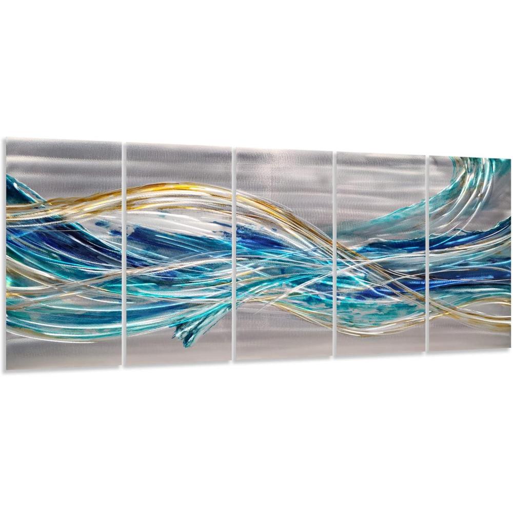 imageYihui Arts Large HandCrafted 3D Aluminum Metal Wall Art  Abstract Sun Artwork with Soft Color for Living Room Bedroom Over Bed DecorYMX498