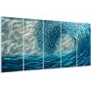 imageYihui Arts Metal Wall Art  Silver Sea Waves 3D Sculpture 5 Piece Hand Crafted Aluminum Coastal Artwork for Large Abstract Living Room Bedroom Bathroom Decor  BlueBlue Waves