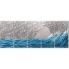 imageYihui Arts Metal Wall Art  Silver Sea Waves 3D Sculpture 5 Piece Hand Crafted Aluminum Coastal Artwork for Large Abstract Living Room Bedroom Bathroom Decor  BlueSilver Waves